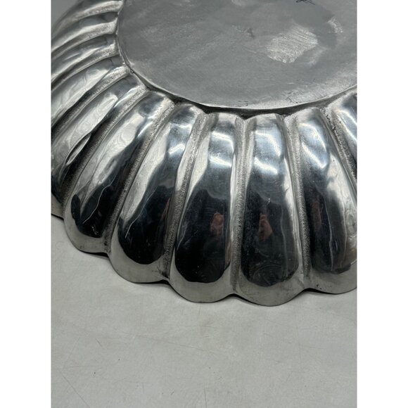 pewter 19.5" circle tray lip ripple old town imports centerpiece made in Mexico - Picture 6 of 12